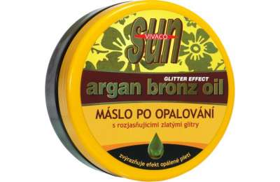 Vivaco Sun Argan Bronz Oil Glitter Aftersun Butter Poopalovací máslo s arganovým olejem a třpytkami 200 ml